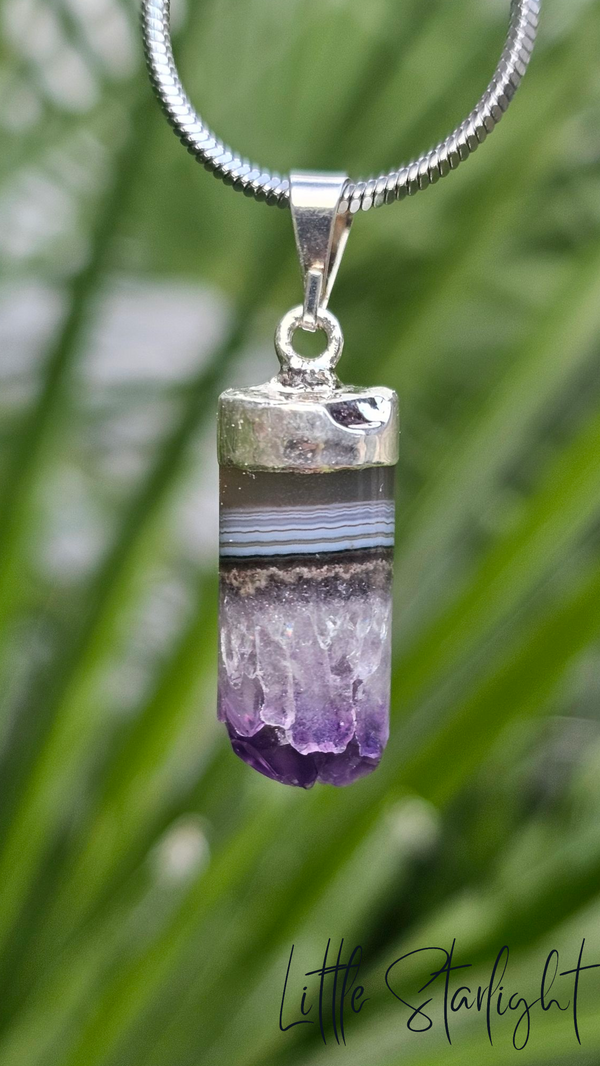 Agaat Amethist cilinder hanger