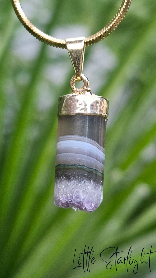 Agaat Amethist cilinder hanger