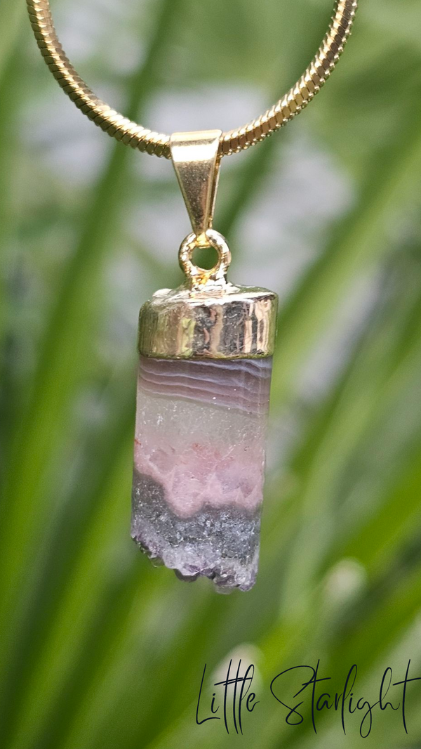 Agaat Amethist cilinder hanger