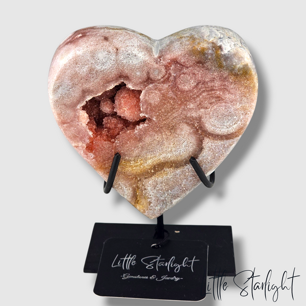 Roze amethist hart op standaard 