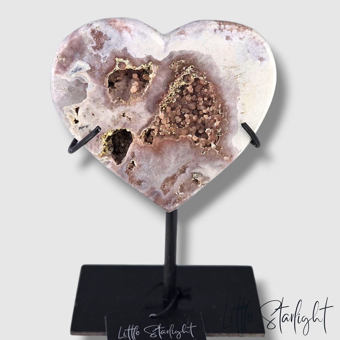 Roze amethist hart met druzy 