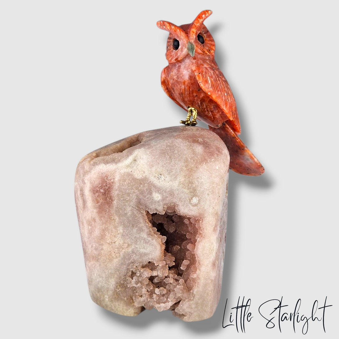 Uil op roze amethist freeform 