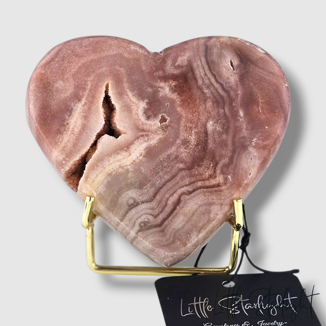 Roze amethist hart op standaard 