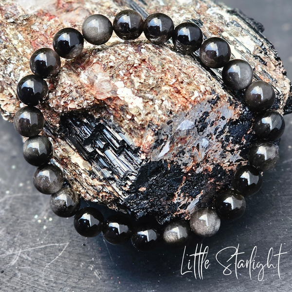 Zilverobsidiaan armband