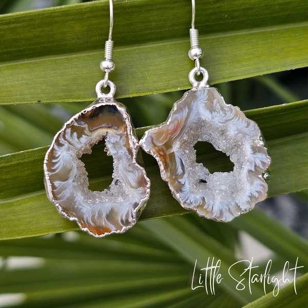 Druzy agaat oorbellen